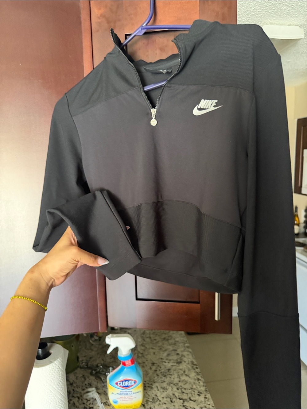 Nike Black Women's Quarter-Zip Cropped Pullover